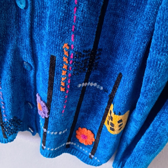 Alfred Dunner Floral Chenille Cardigan - Picture 6 of 7